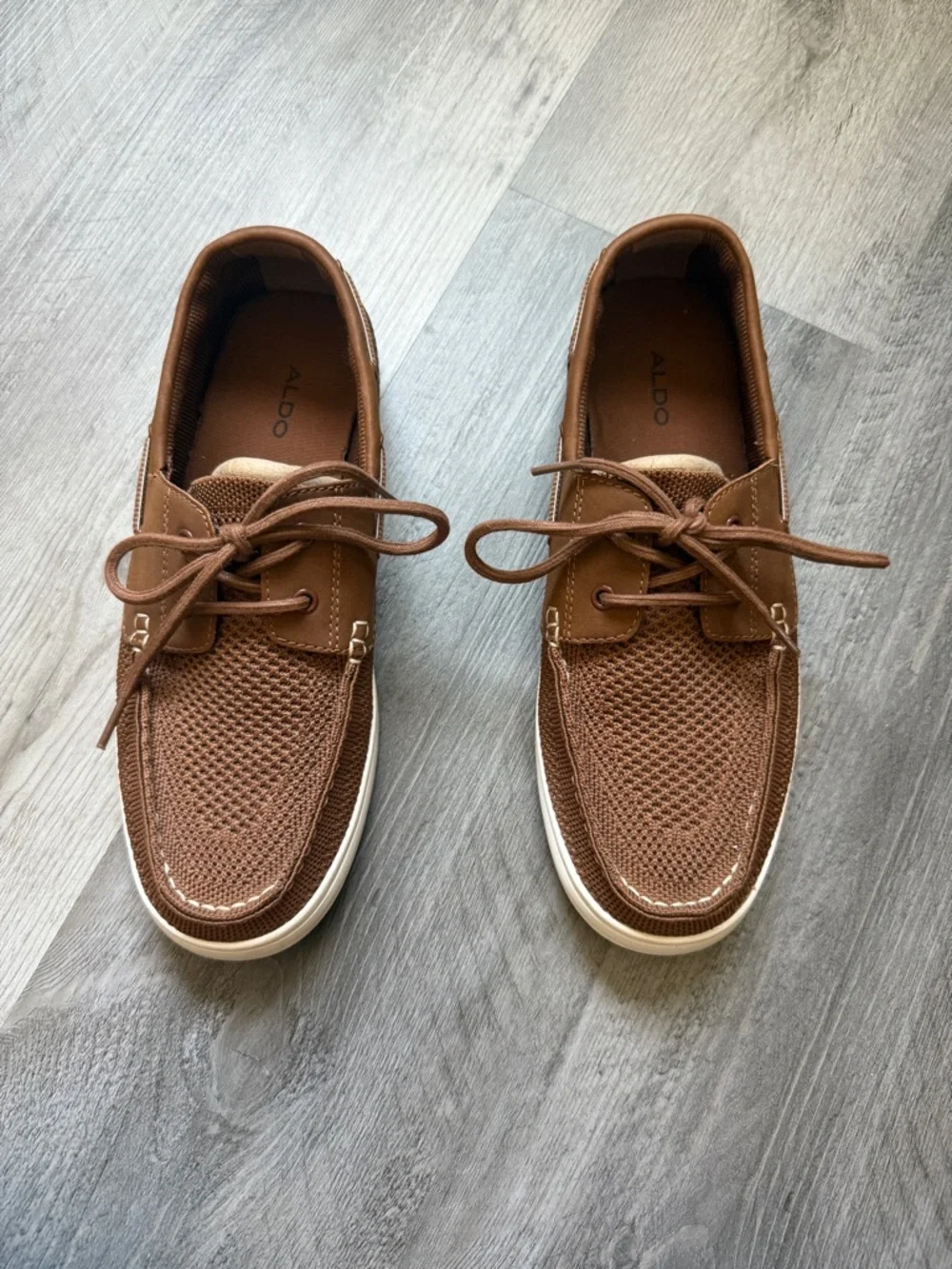 ALDO Men’s Brown White Knit Boat Shoes 8 Comfy Coastal